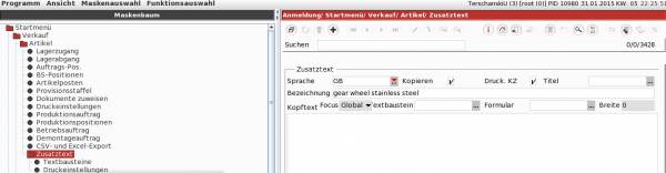 Artikelbezeichnung in Fremdsprache